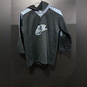 🎋Nike VINTAGE Black Pullover Hoodie with Blue/Gray Swoosh